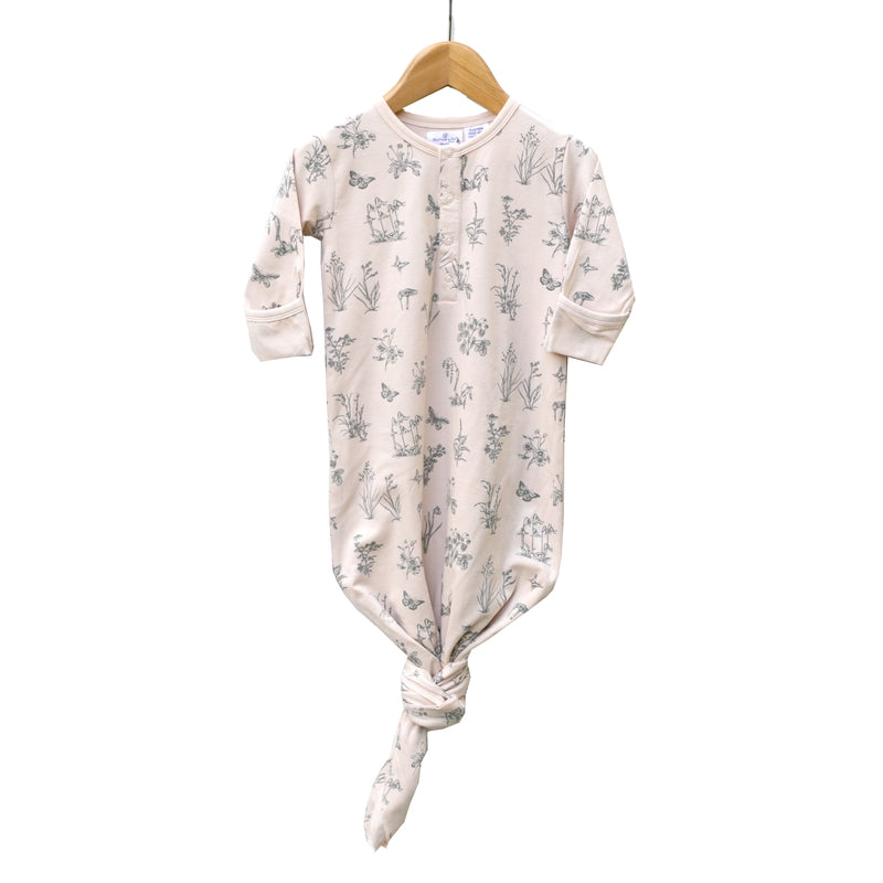 burrow & be baby sleep gown in blush meadow