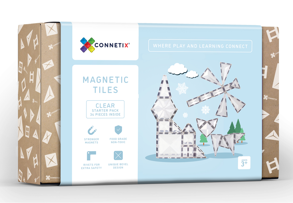 connetix magnetic tiles 34 piece clear pack