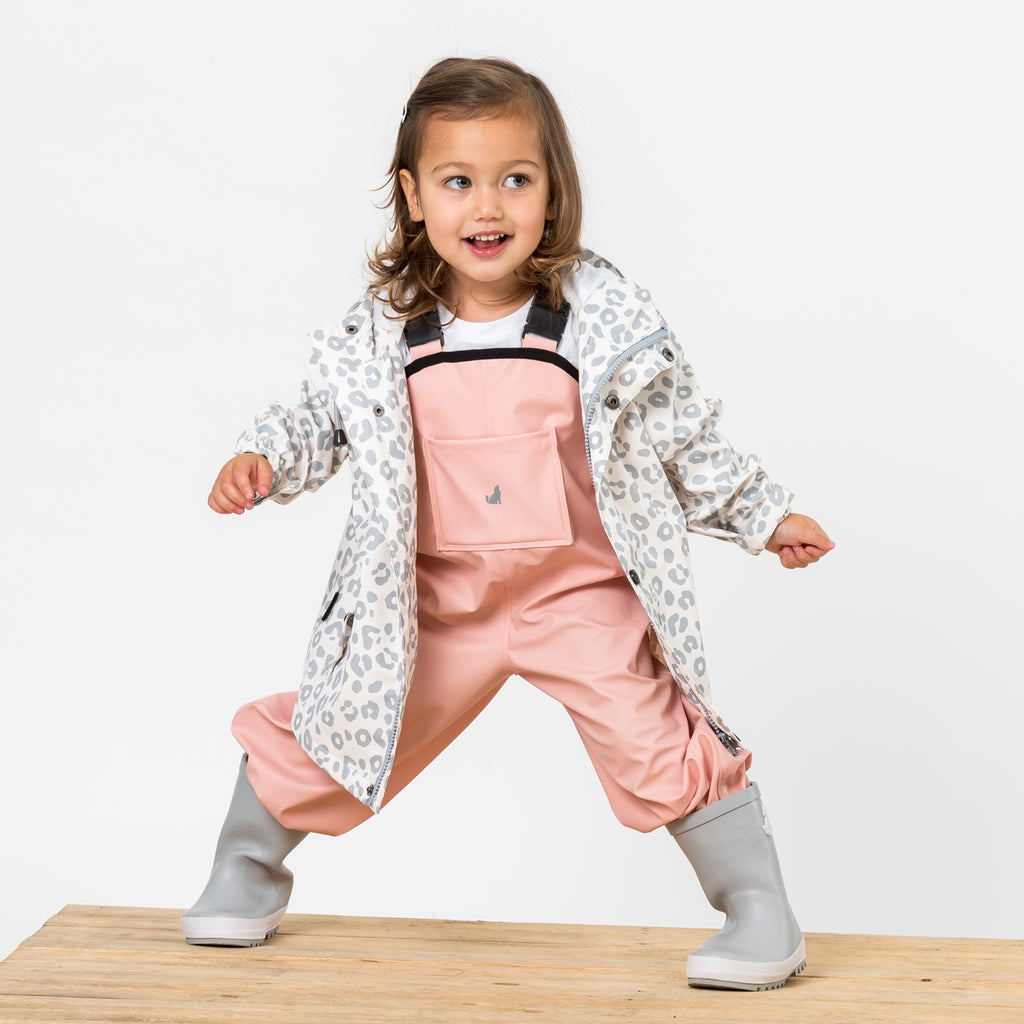 cry wolf rain overalls in blush pink