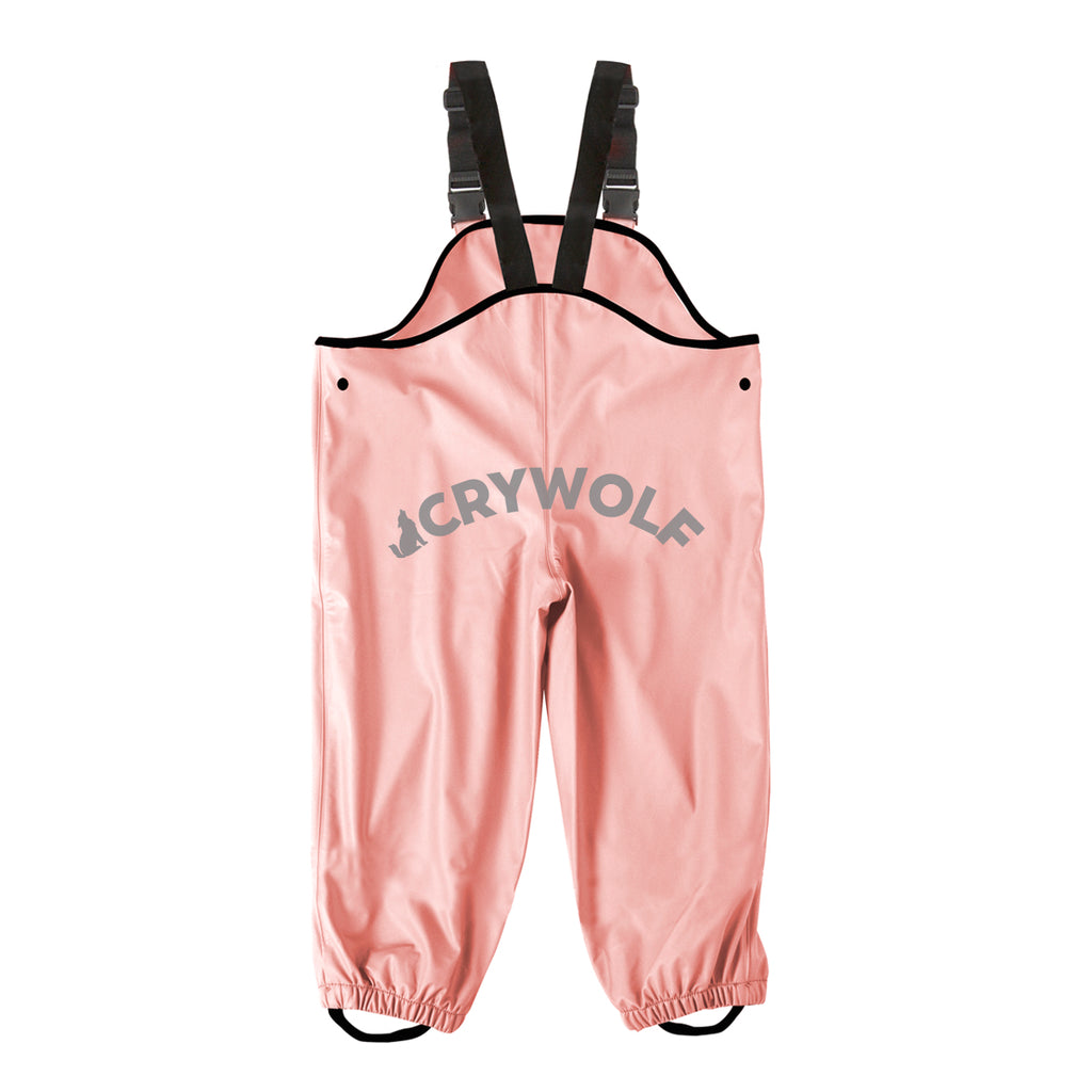 cry wolf rain overalls in blush pink