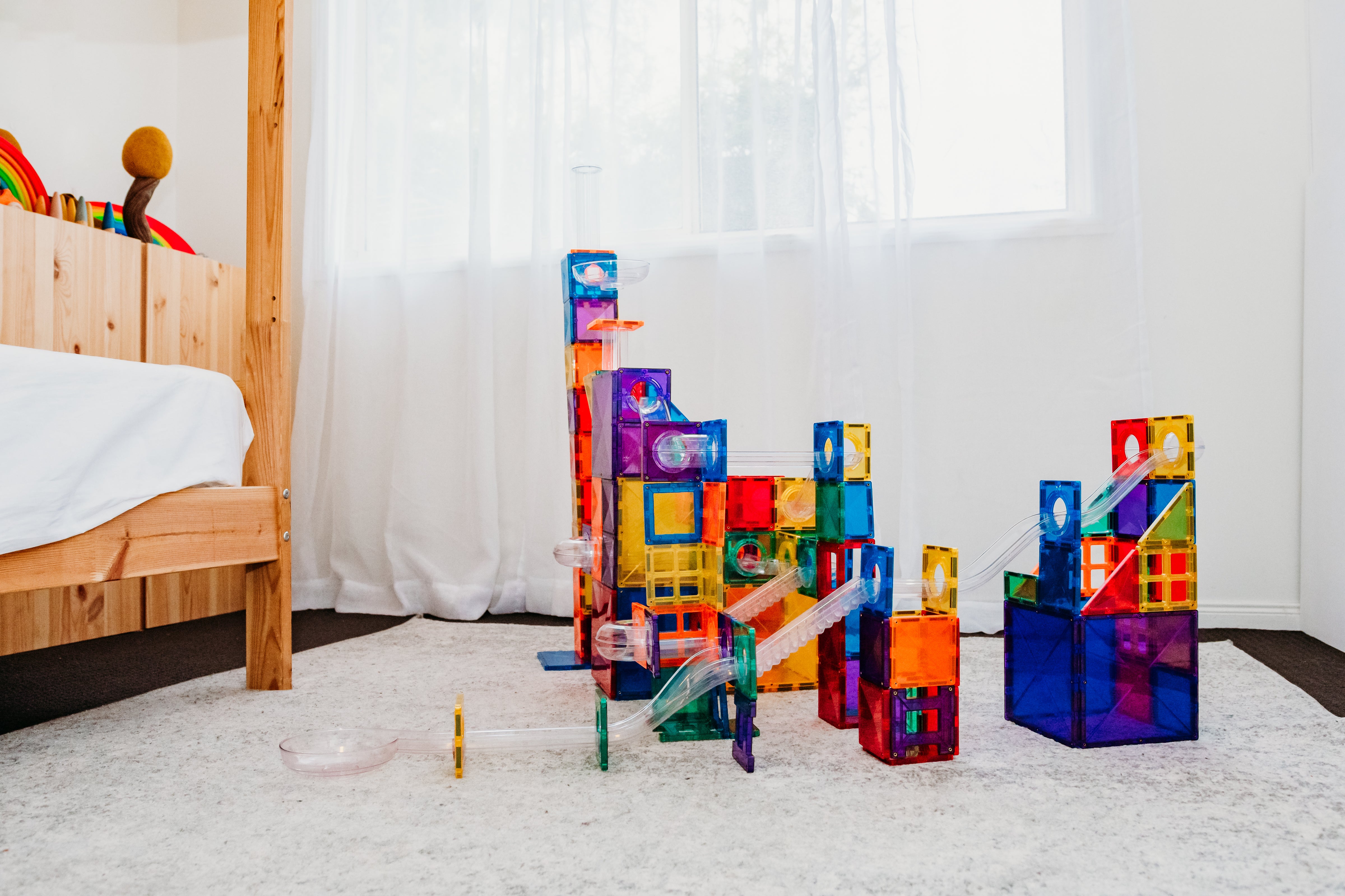connetix tiles ball run set 92 pieces magnetic marble run