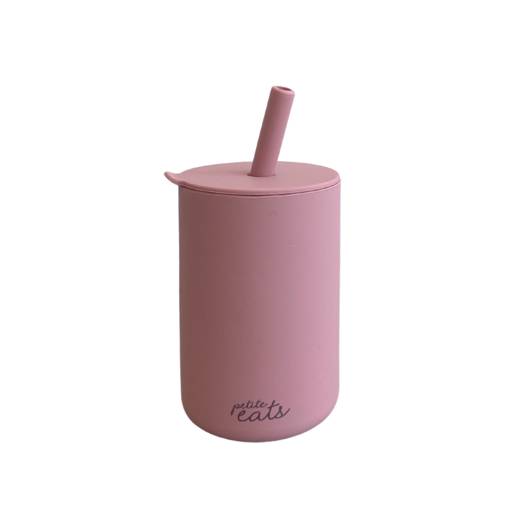 petite eats toddler smoothie cup with straw in dusky rose