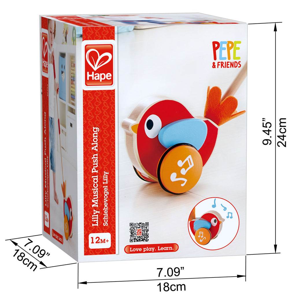 hape lilly musical push along bird