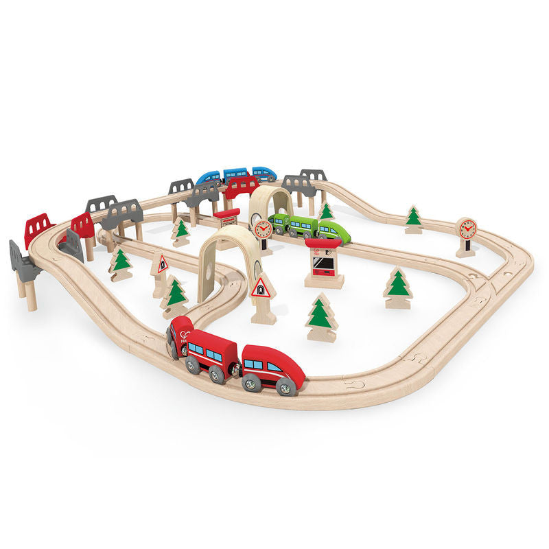 hape high & low railway set