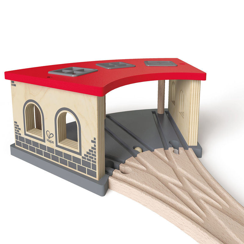 hape railway big engine shed