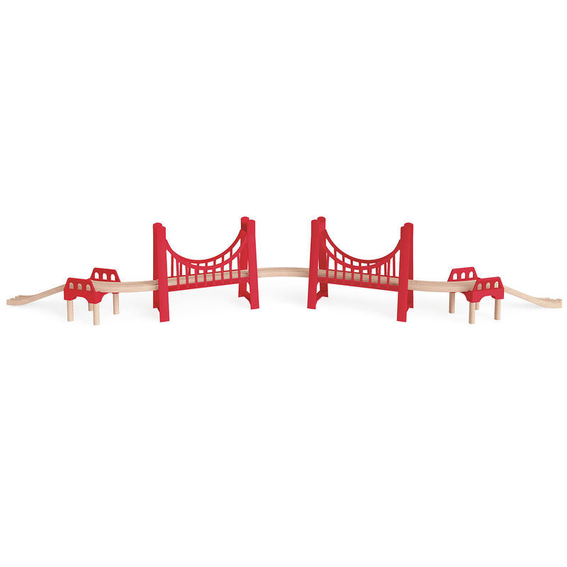 hape wooden extended double suspension bridge