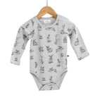 burrow & be long sleeve bodysuit in grey burrowers print