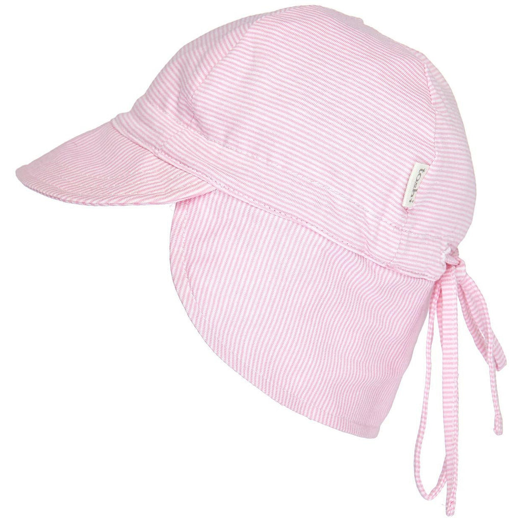 toshi flap cap baby sun hat in pink stripe