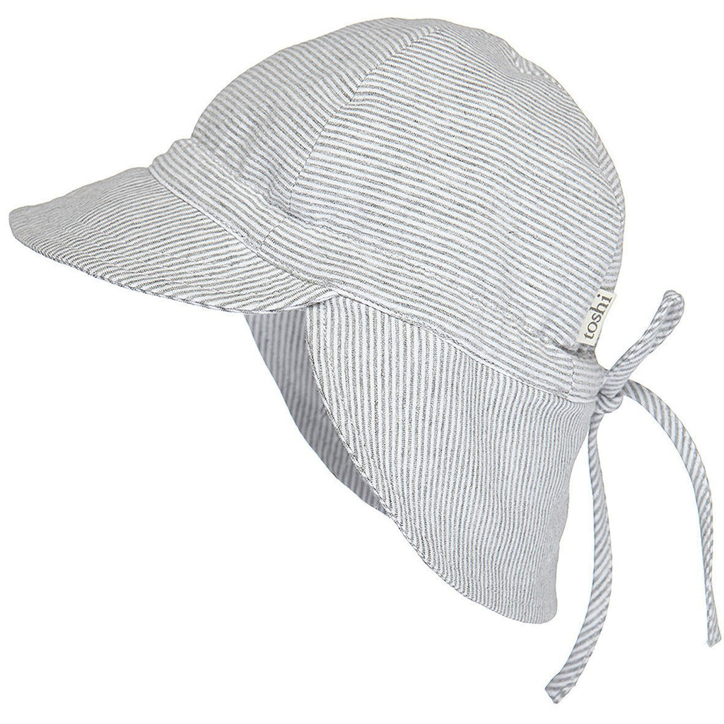 toshi baby flap cap in dove grey stripe
