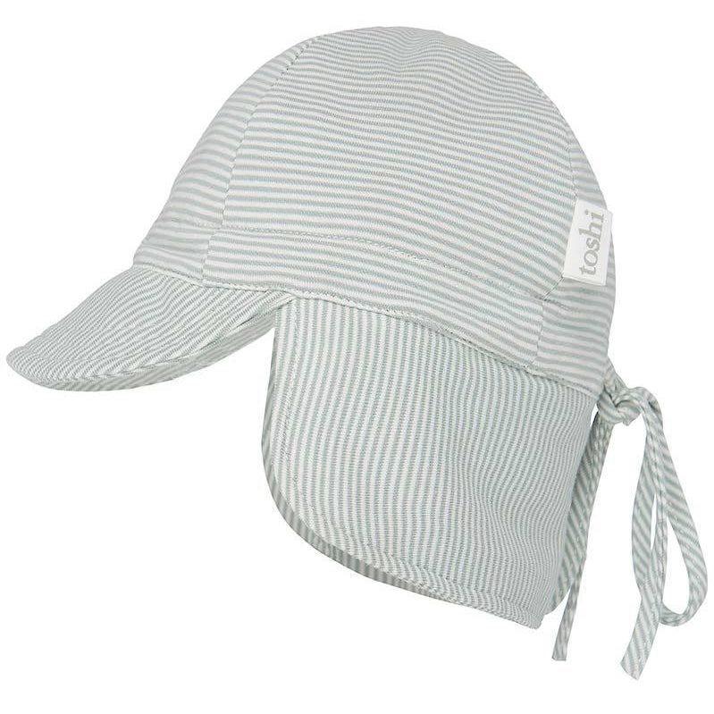 toshi baby flap ca p style sunhat in sage stripe