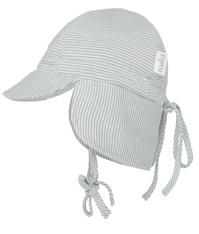 toshi baby flap ca p style sunhat in sage stripe