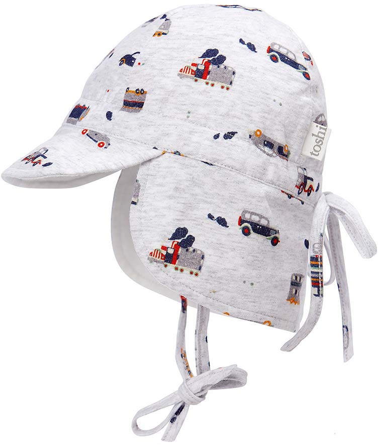 toshi bambini flap cap baby sunhat in toot toot print