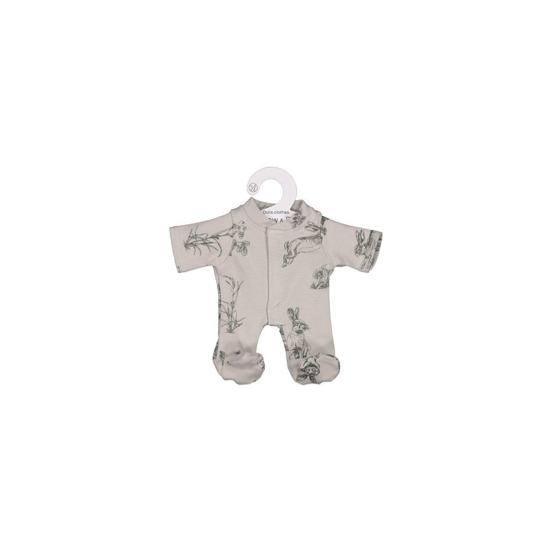 burrow & be grey burrowers sleep suit for a 21cm miniland doll