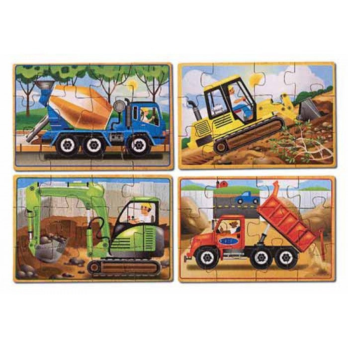 melissa & doug 4 in 1 construction vehicles puzzles