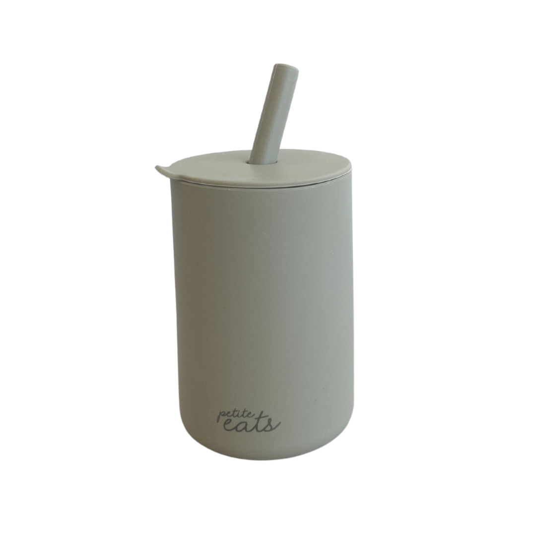 petite eats toddler smoothie cup with straw in sage