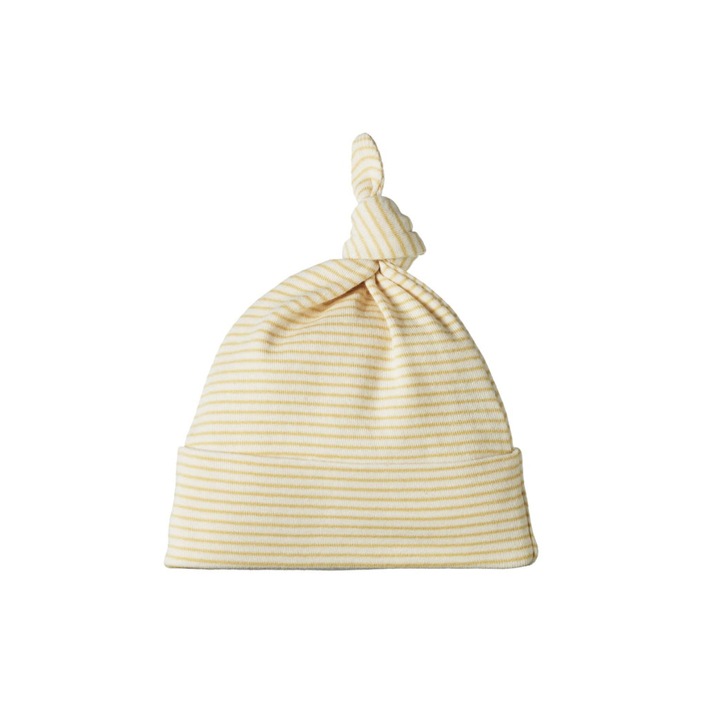 Nature Baby Organic Cotton Knotted Beanie (Sand Pinstripe)