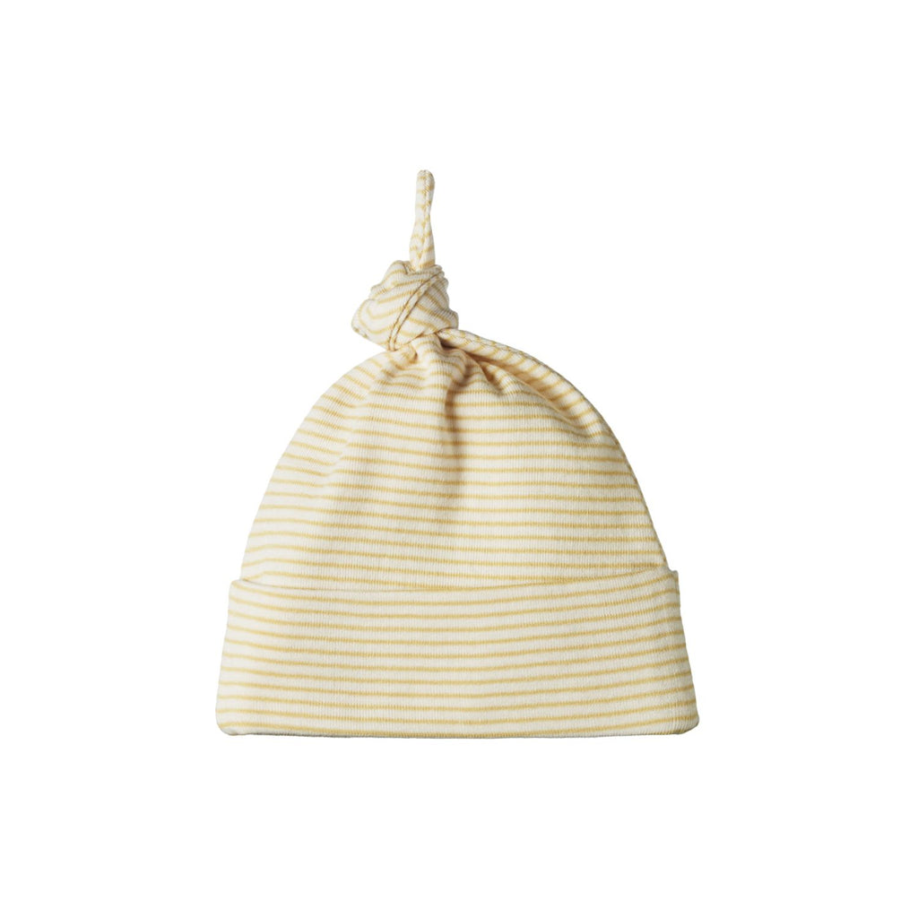 Nature Baby Organic Cotton Knotted Beanie (Sand Pinstripe)