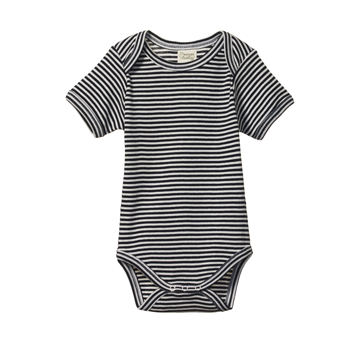 nature baby organic cotton short sleeve bodysuit in navy stripe