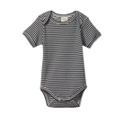 nature baby organic cotton short sleeve bodysuit in navy stripe