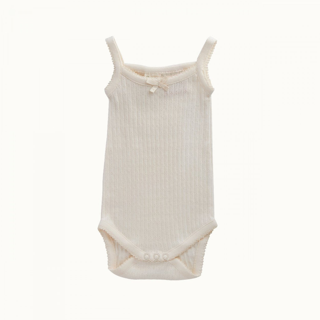 nature baby organic cotton camisole bodysuit in natural pointelle