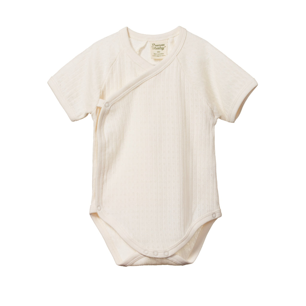 Nature Baby Organic Cotton S/S Kimono Bodysuit Pointelle