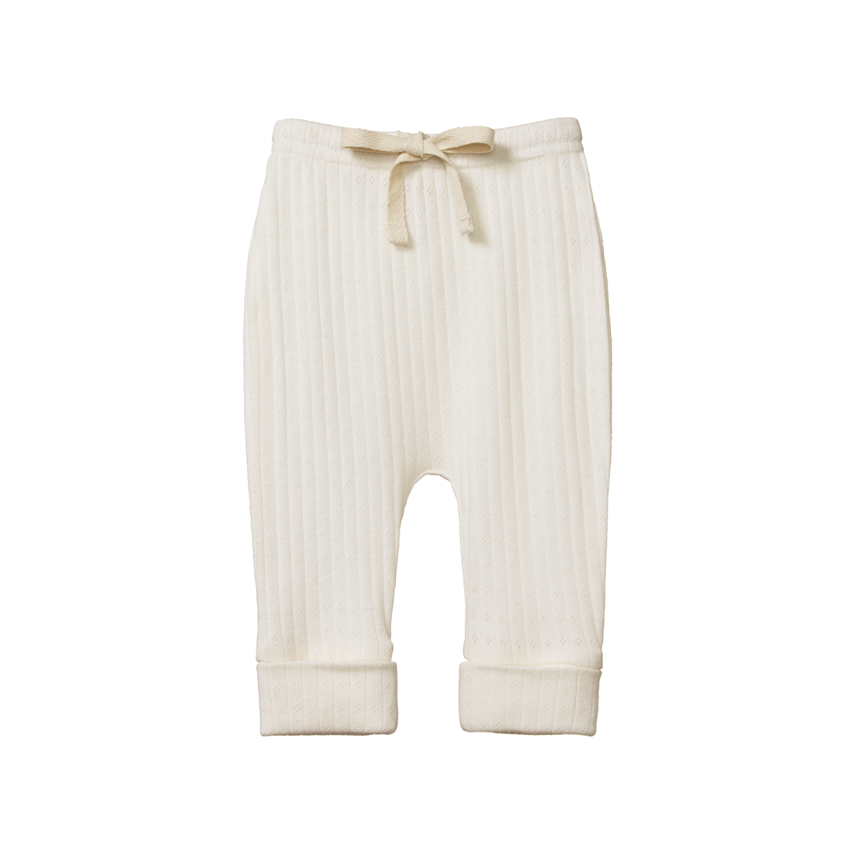 nature baby organic cotton drawstring pants in natural pointelle