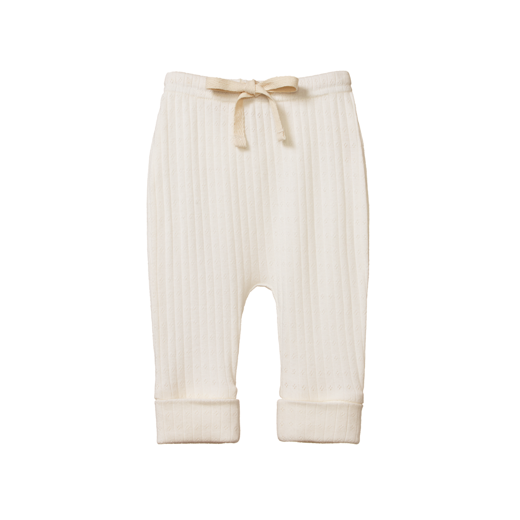 nature baby organic cotton drawstring pants in natural pointelle