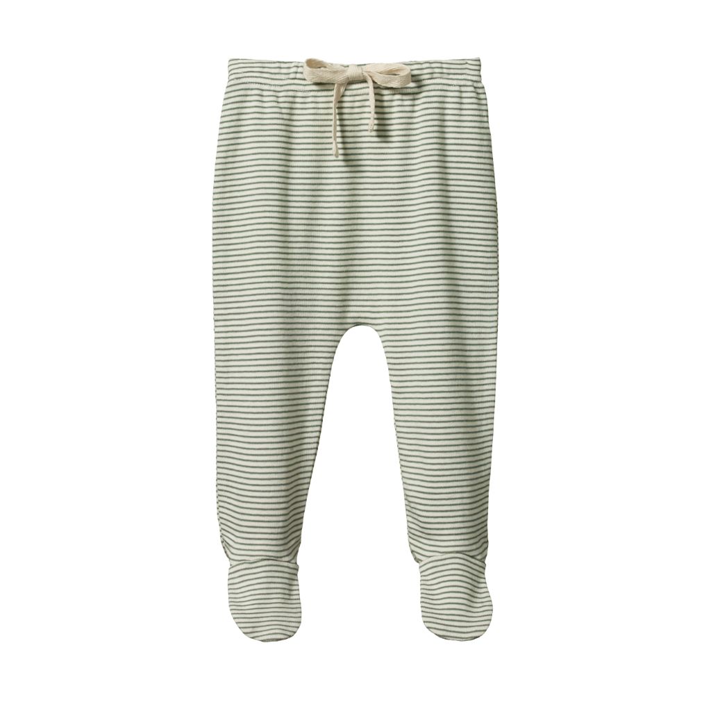Nature Baby Organic Cotton Footed Romper Pants (Nettle Pinstripe)