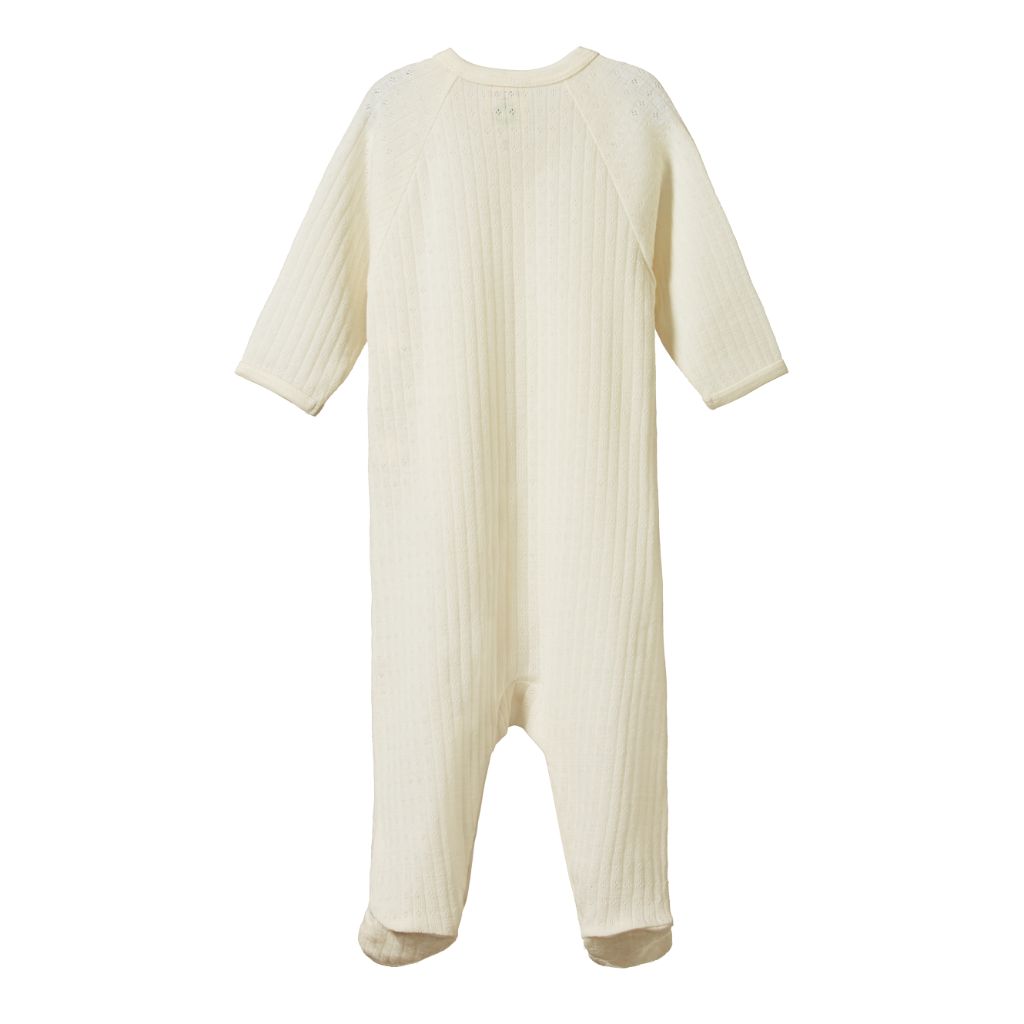 Nature Baby Merino Pointelle Kimono Stretch & Grow (Natural)