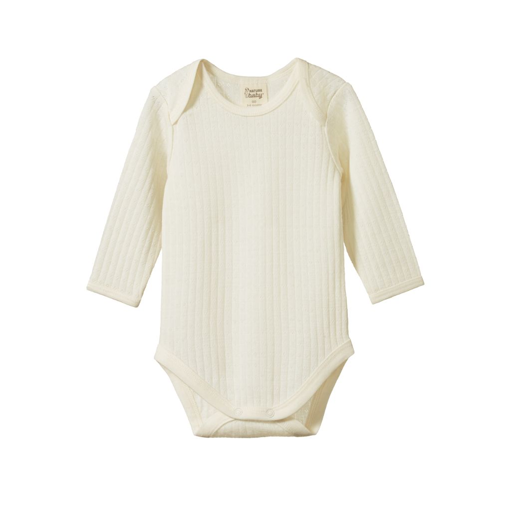 Nature Baby Merino Pointelle L/S Bodysuit (Natural)