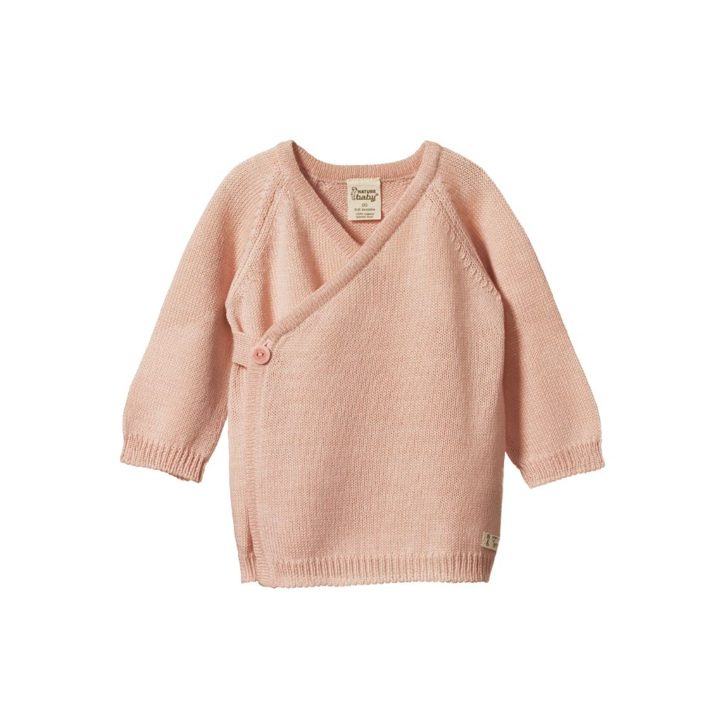 Nature Baby Merino Knit Kimono Jacket (Rose Dust)