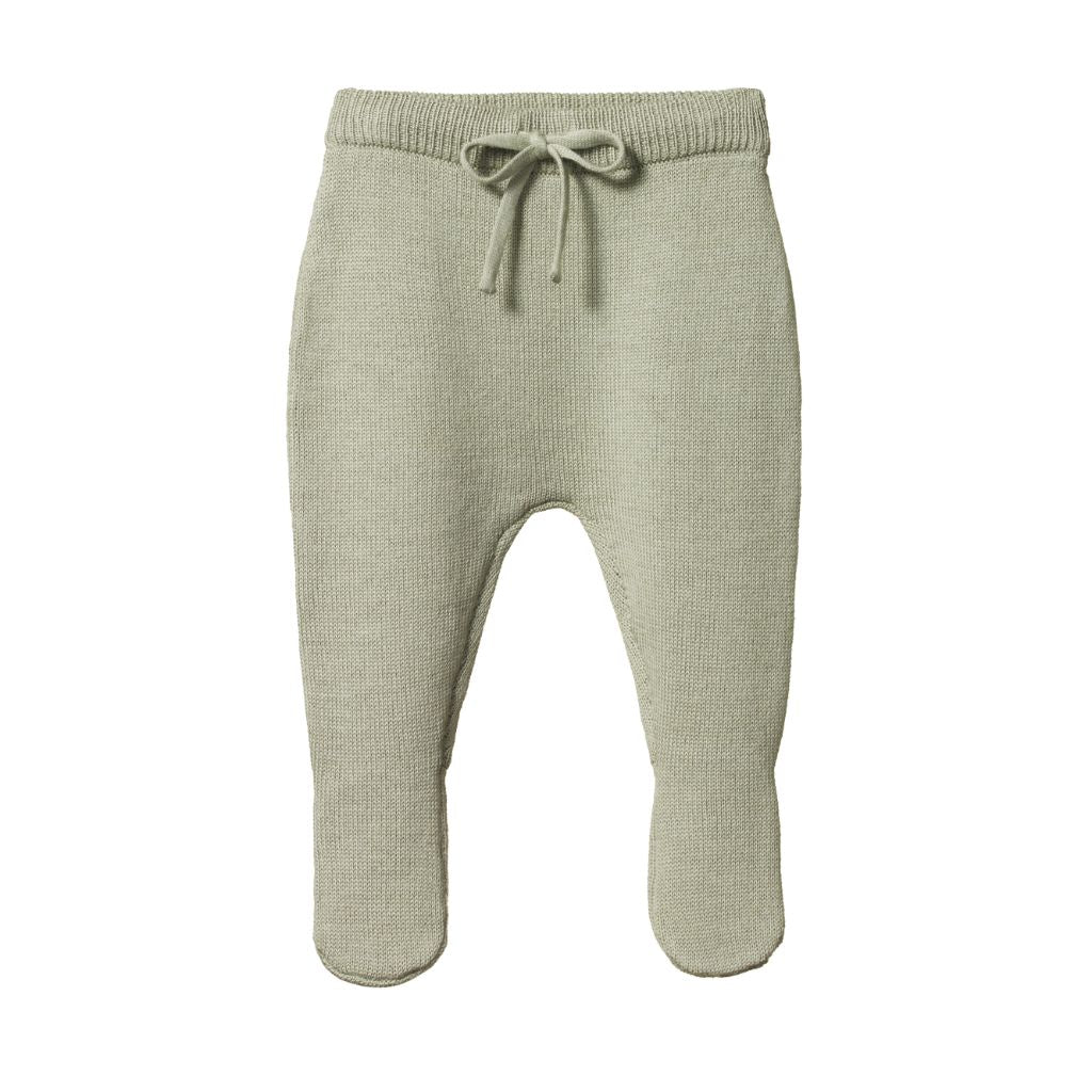 Nature Baby Merino Knit Footed Romper Pants (Seedling)