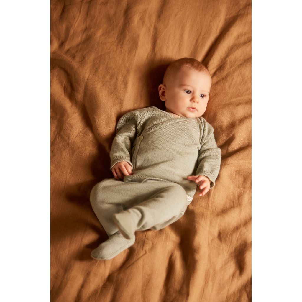 Nature Baby Merino Knit Footed Romper Pants (Seedling)