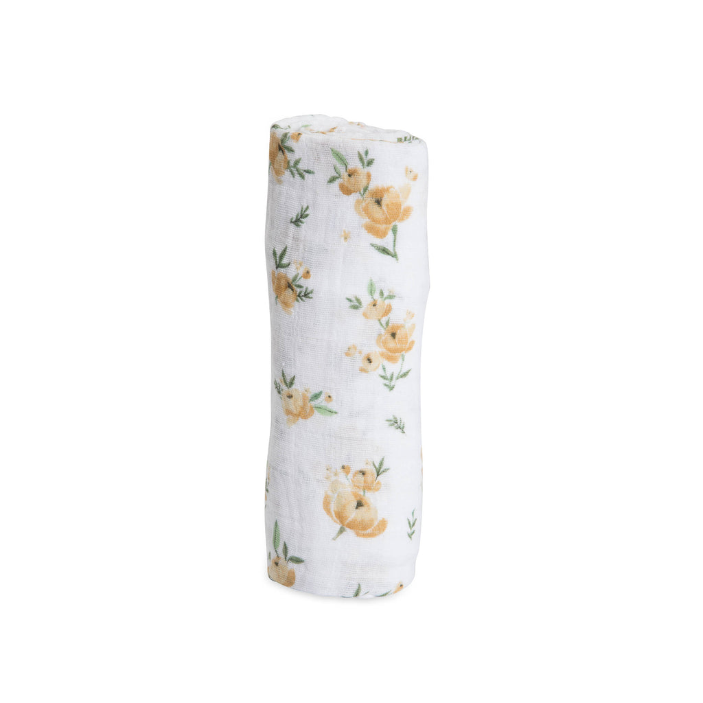 little unicorn cotton muslin swaddle in yellow rose