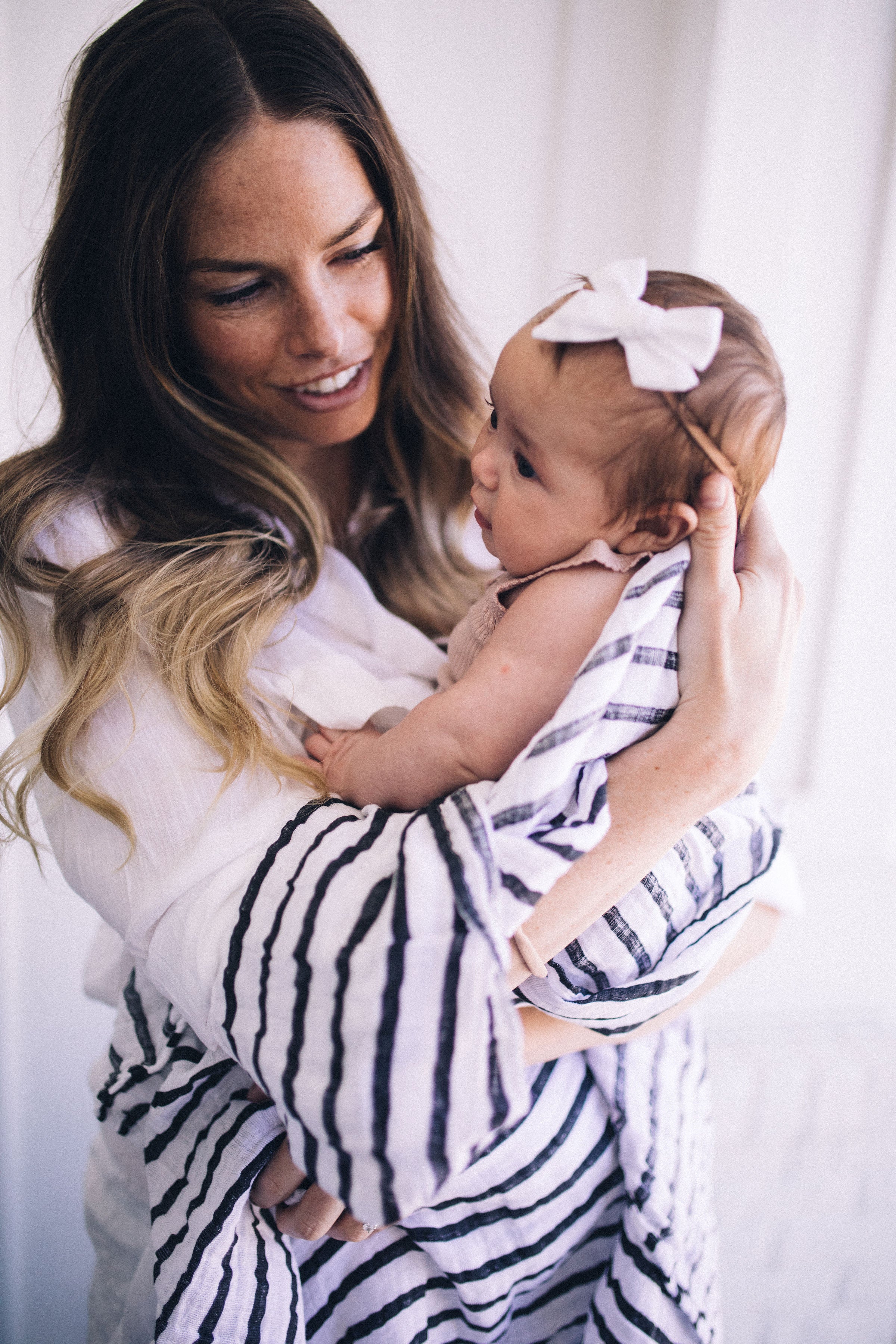little unicorn cotton muslin swaddle in breton stripes