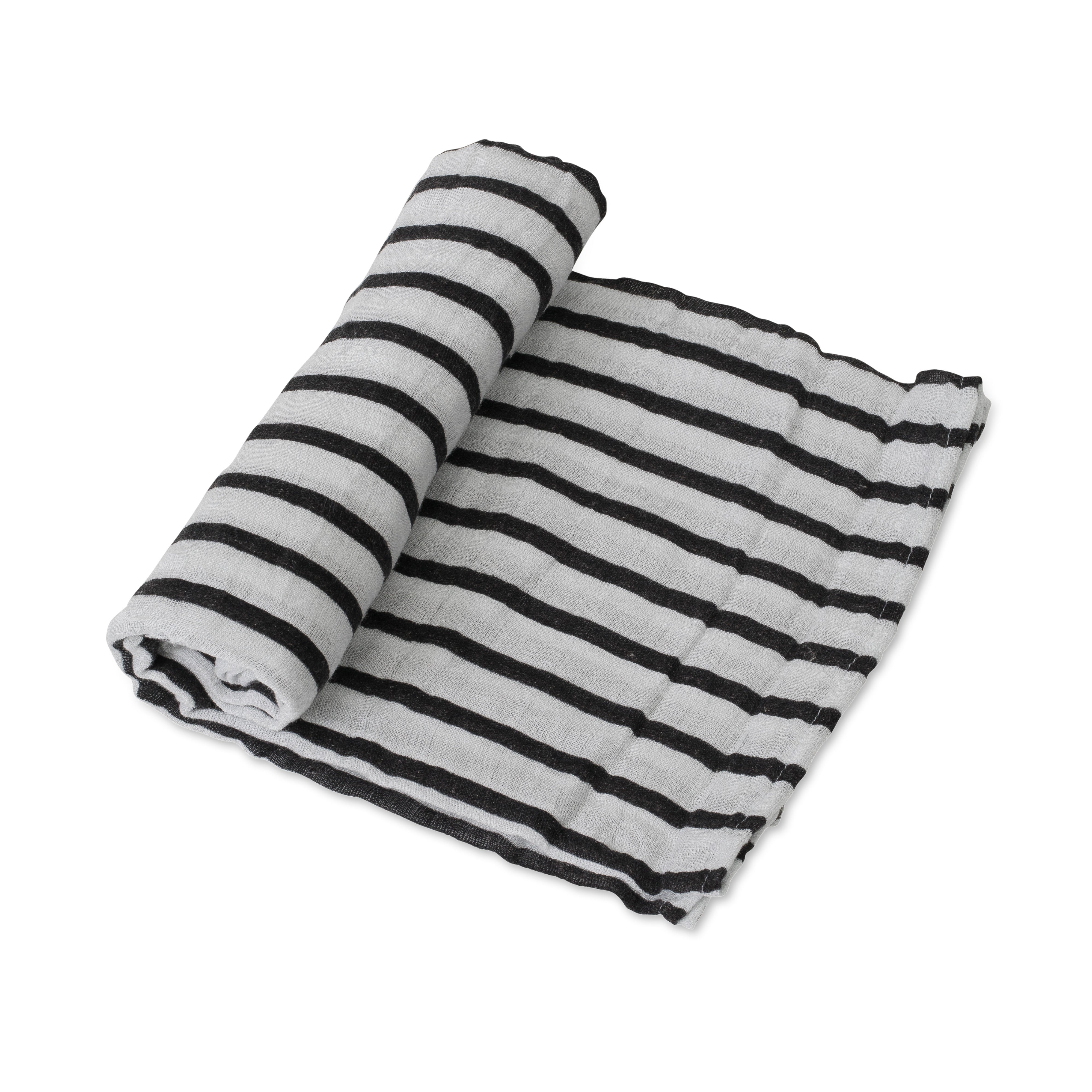 little unicorn cotton muslin swaddle in breton stripes