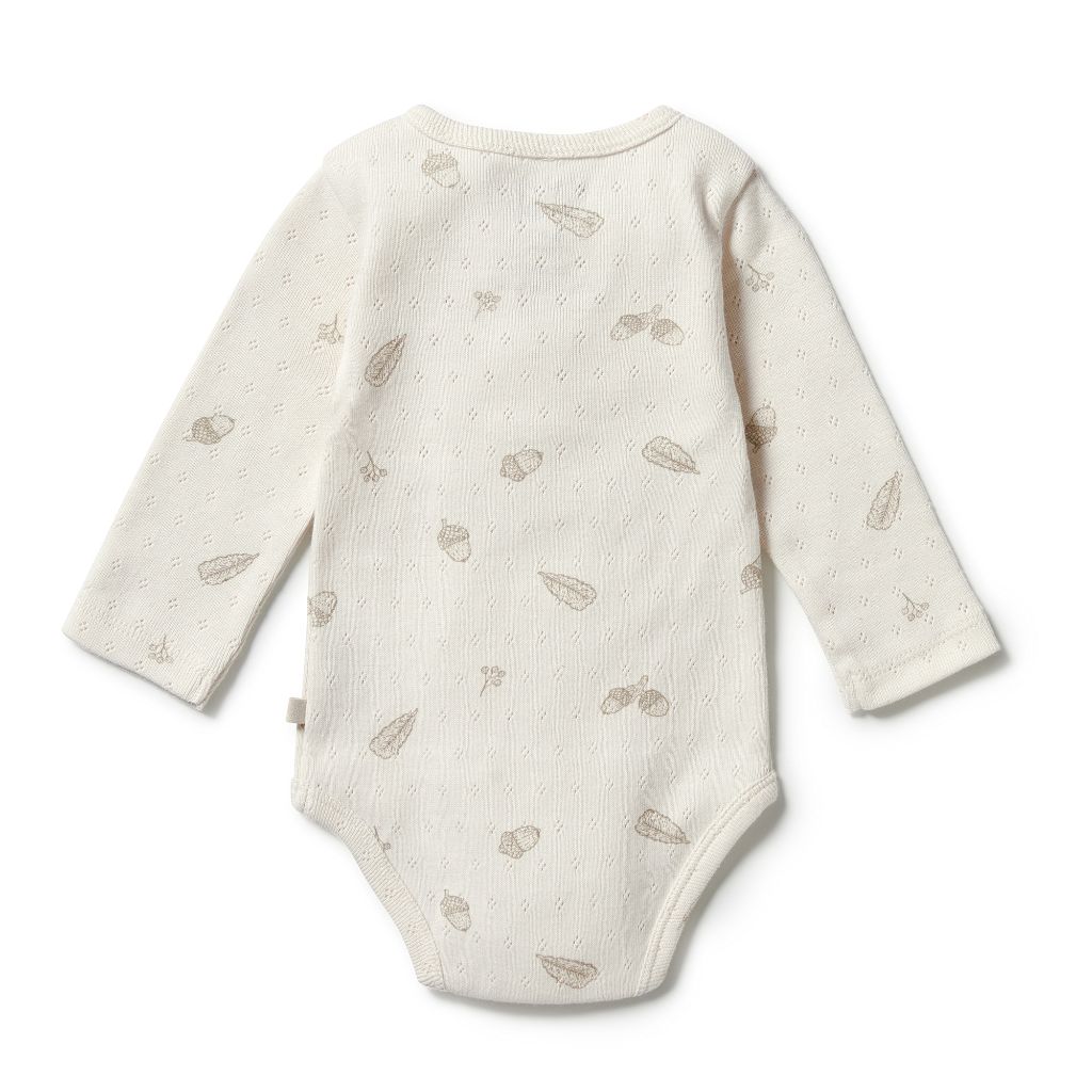 W&F Organic Pointelle Henley Bodysuit (Little Acorn)