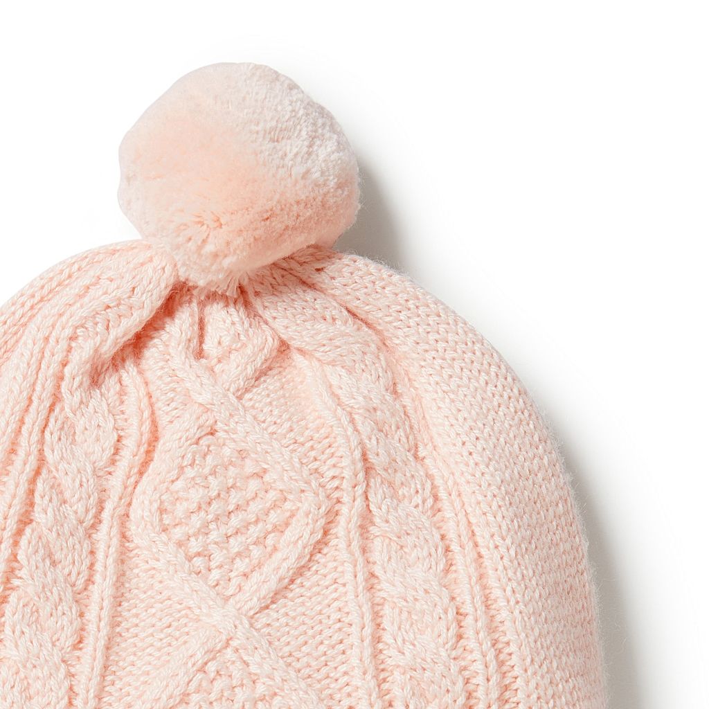 W&F Knitted Mini Cable Hat (Blush)