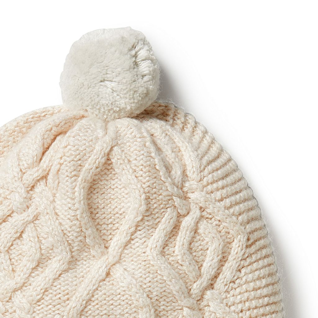 W&F Knitted Cable Hat (Sand Melange)