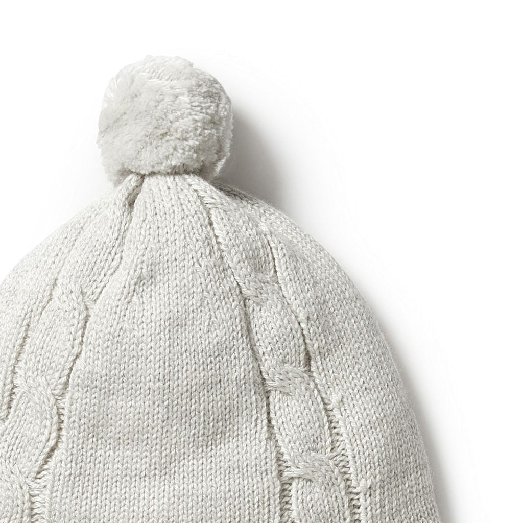 W&F Knitted Mini Cable Bonnet (Grey Melange)