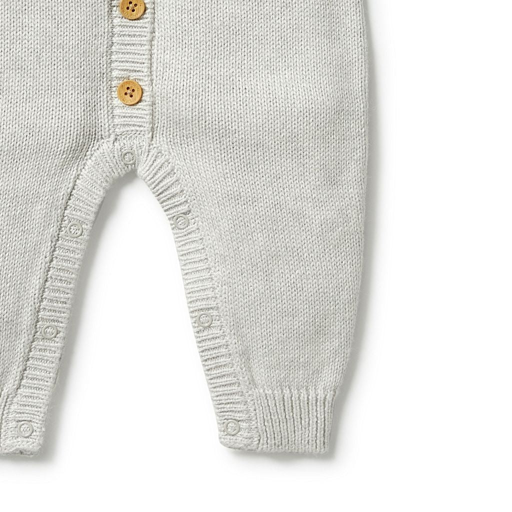 W&F Knitted Button Growsuit (Grey Melange)