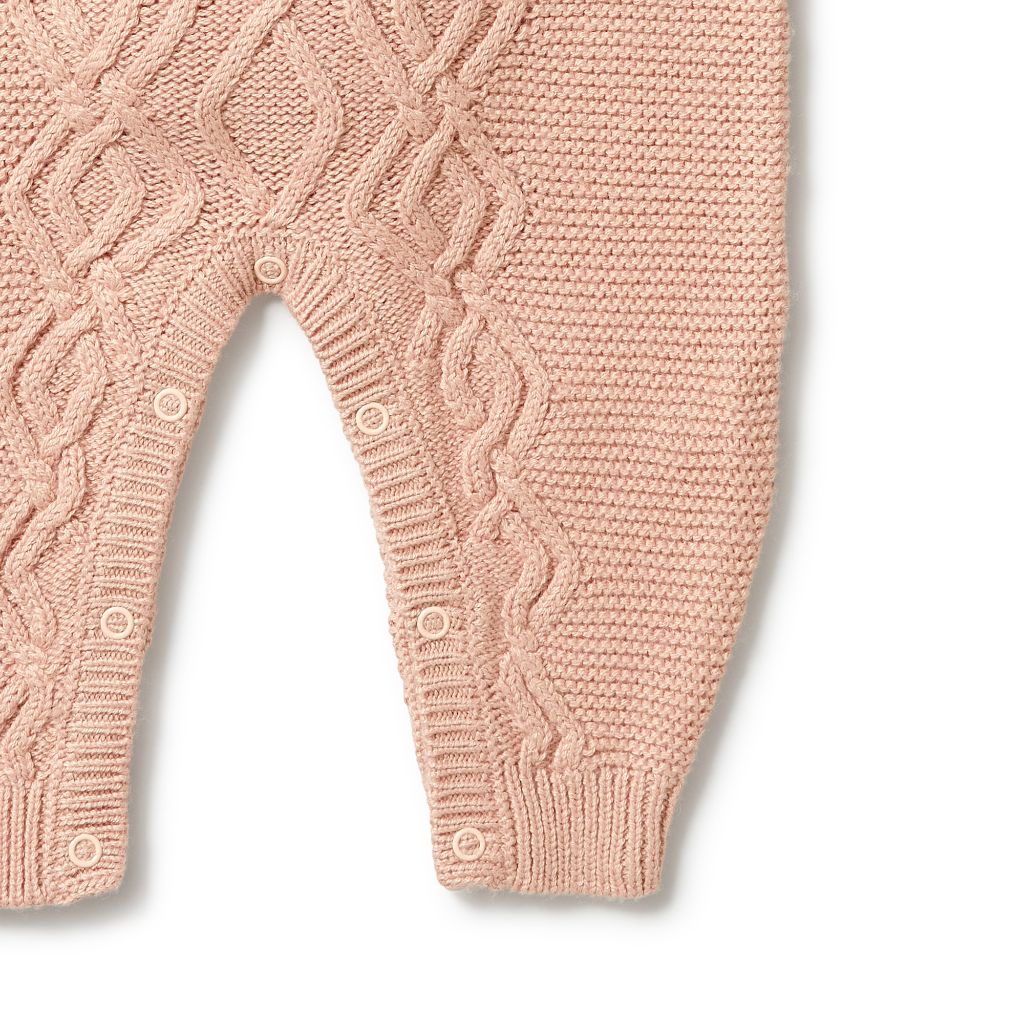 W&F Knitted Cable Growsuit (Rose)