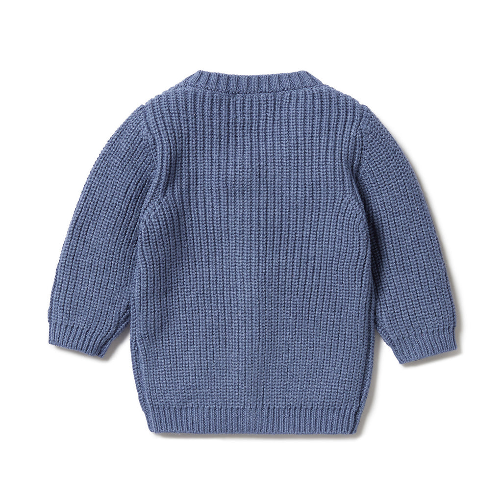 W&F Knitted Button Cardigan (Blue Depths)