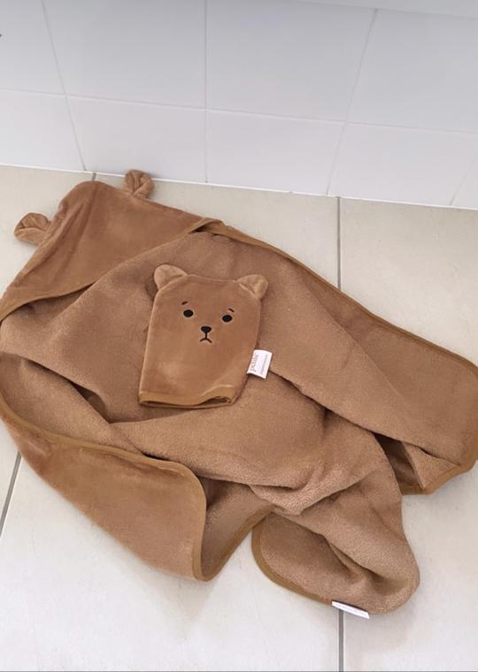 Petite Eats Hooded Towel & Washcloth Set (Bear)