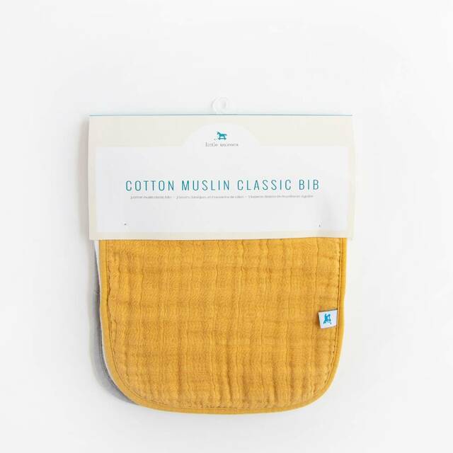 Little Unicorn Cotton Muslin Classic Bib 3 Pack (Mustard)