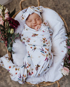 Snuggle Hunny Kids Baby Jersey Wrap & Topknot Set (Boho Posy)