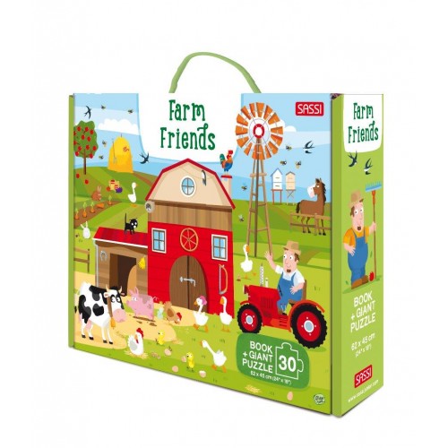 Sassi Book & Giant Puzzle Set - Farm Friends (30 Pce Puzzle)