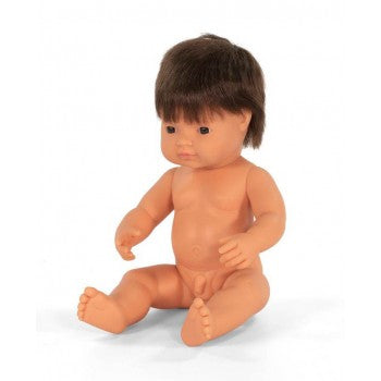 miniland 38cm anatomically correct doll with hair brunette boy