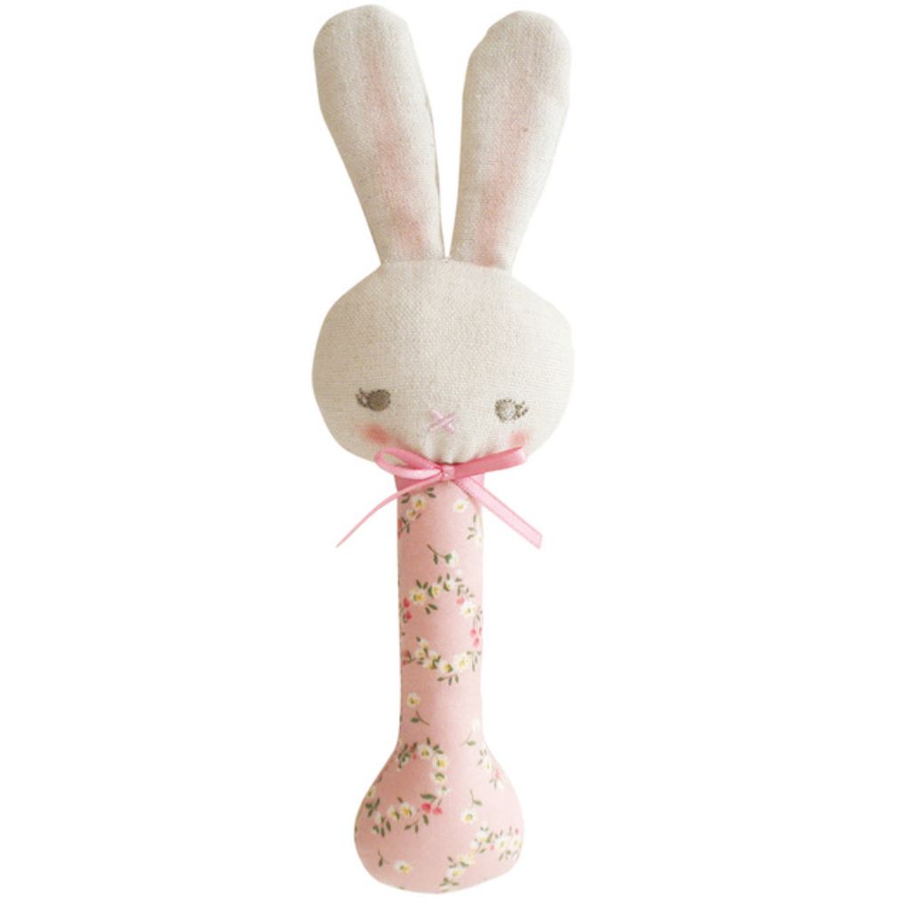 Alimrose Bunny Stick Rattle (Posy Heart)