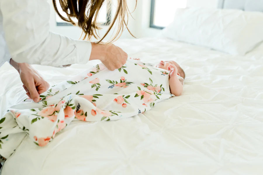 Little Unicorn Cotton Muslin Sleeping Bag (Watercolour Roses)